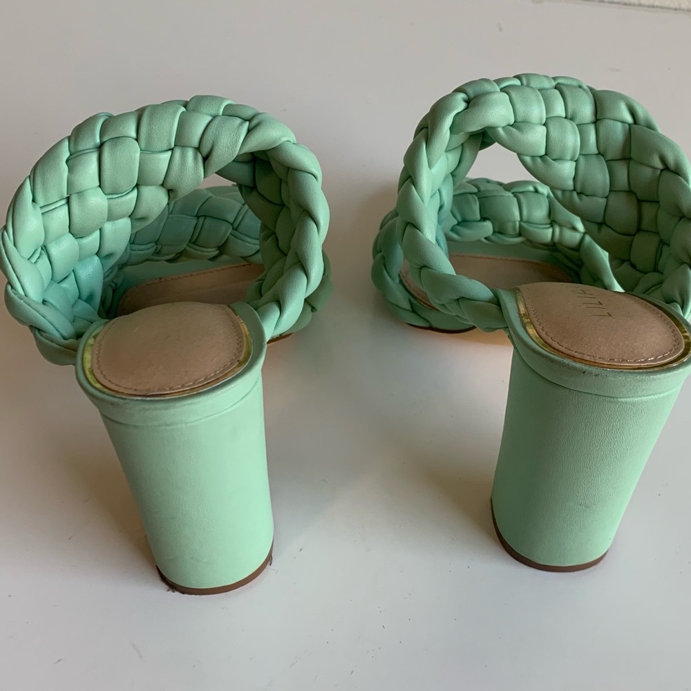 Liliana Twisted Mint sandals with braided straps, GUC, thick‎ 4.5” heel, size 10 - Picture 5 of 13